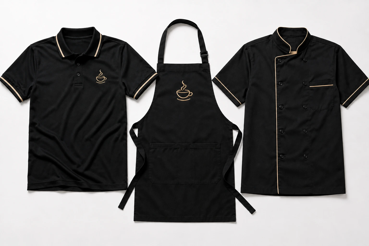 Custom branded work uniform polo shirt for restaurant and cafe staff