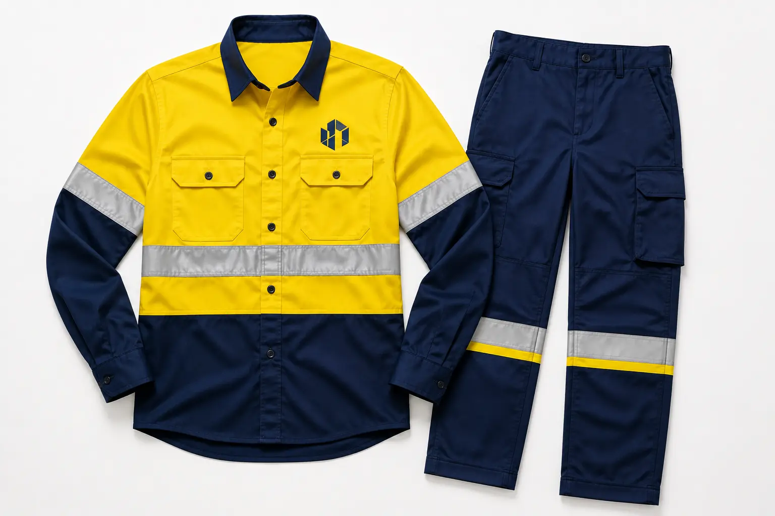 Custom branded hi-vis work uniform shirt for construction and trades workers